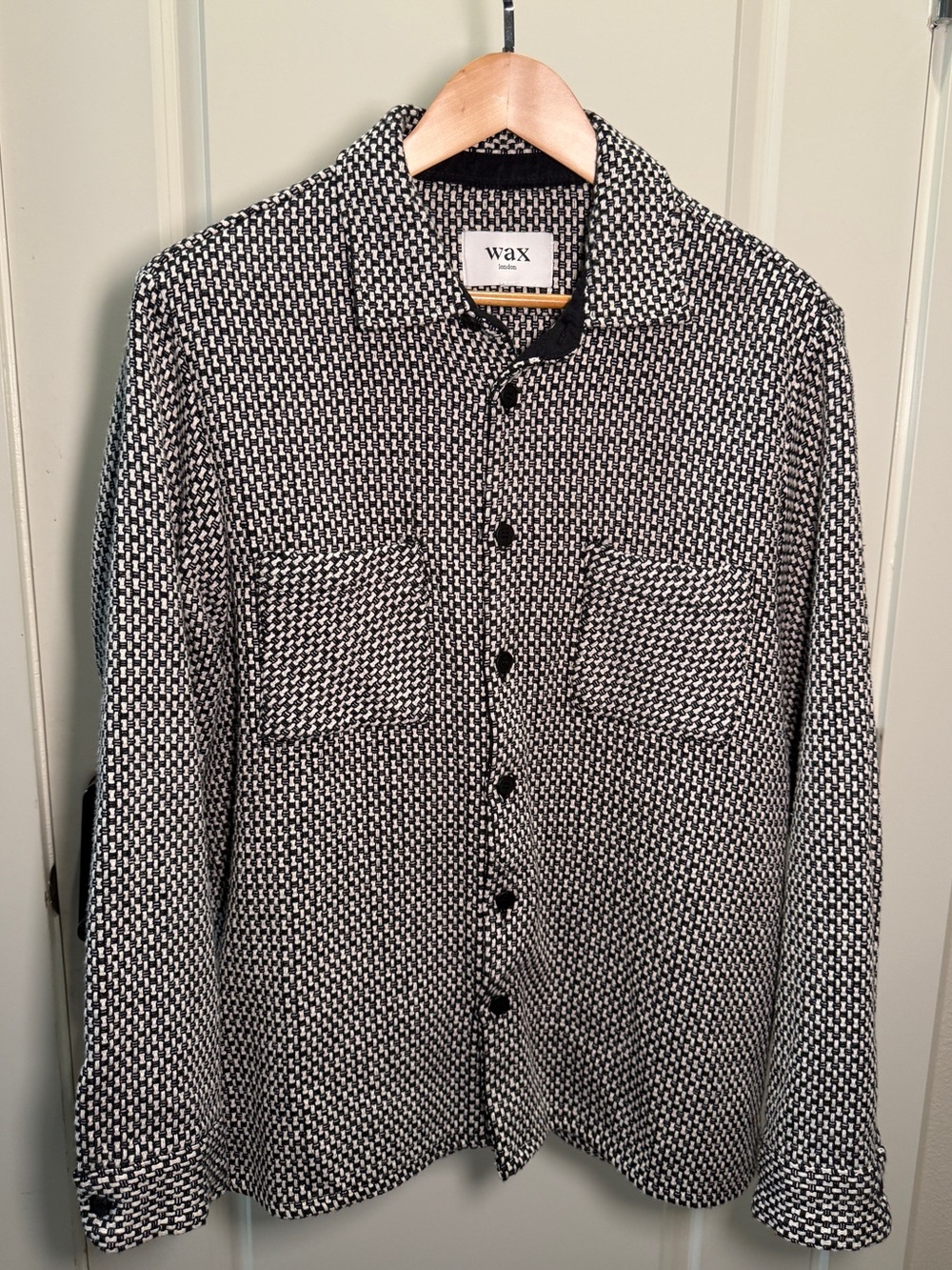 WAX LONDON - Men’s Woven Overshirt in Black and White in 2XL